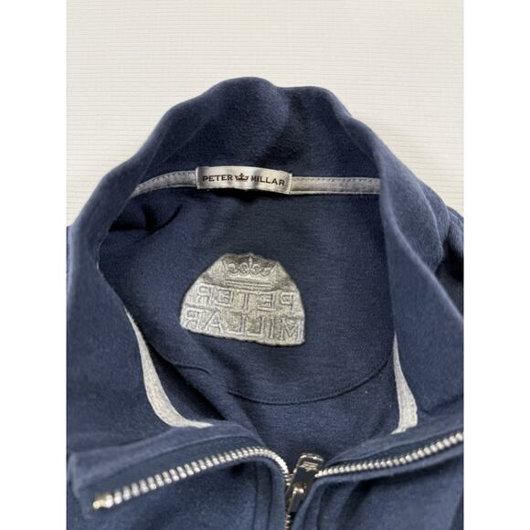 Peter Millar Quarter Zip Pullover Blue Cotton Blend Logo Embroidery Men’s - Picture 8 of 9